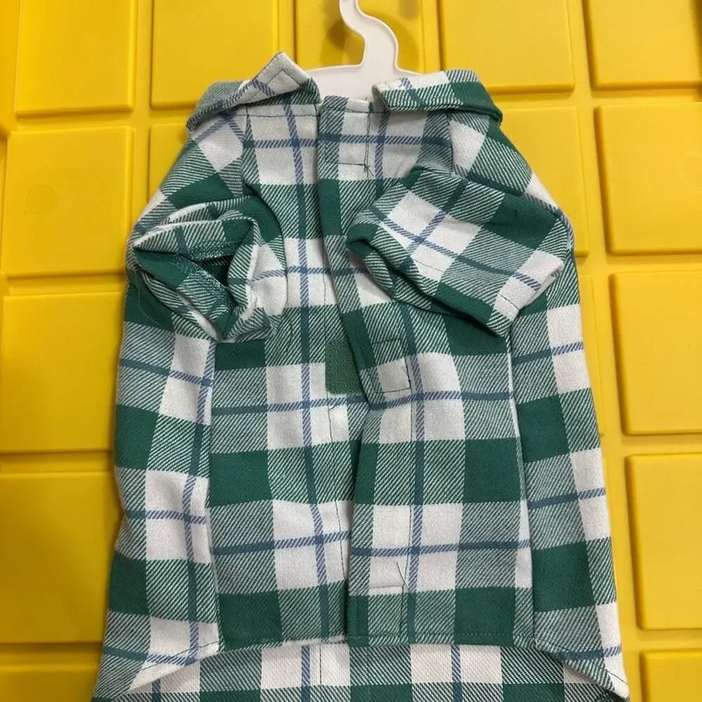 Top Paw Green and Blue Shacket Plaid Dog Shirt - S
